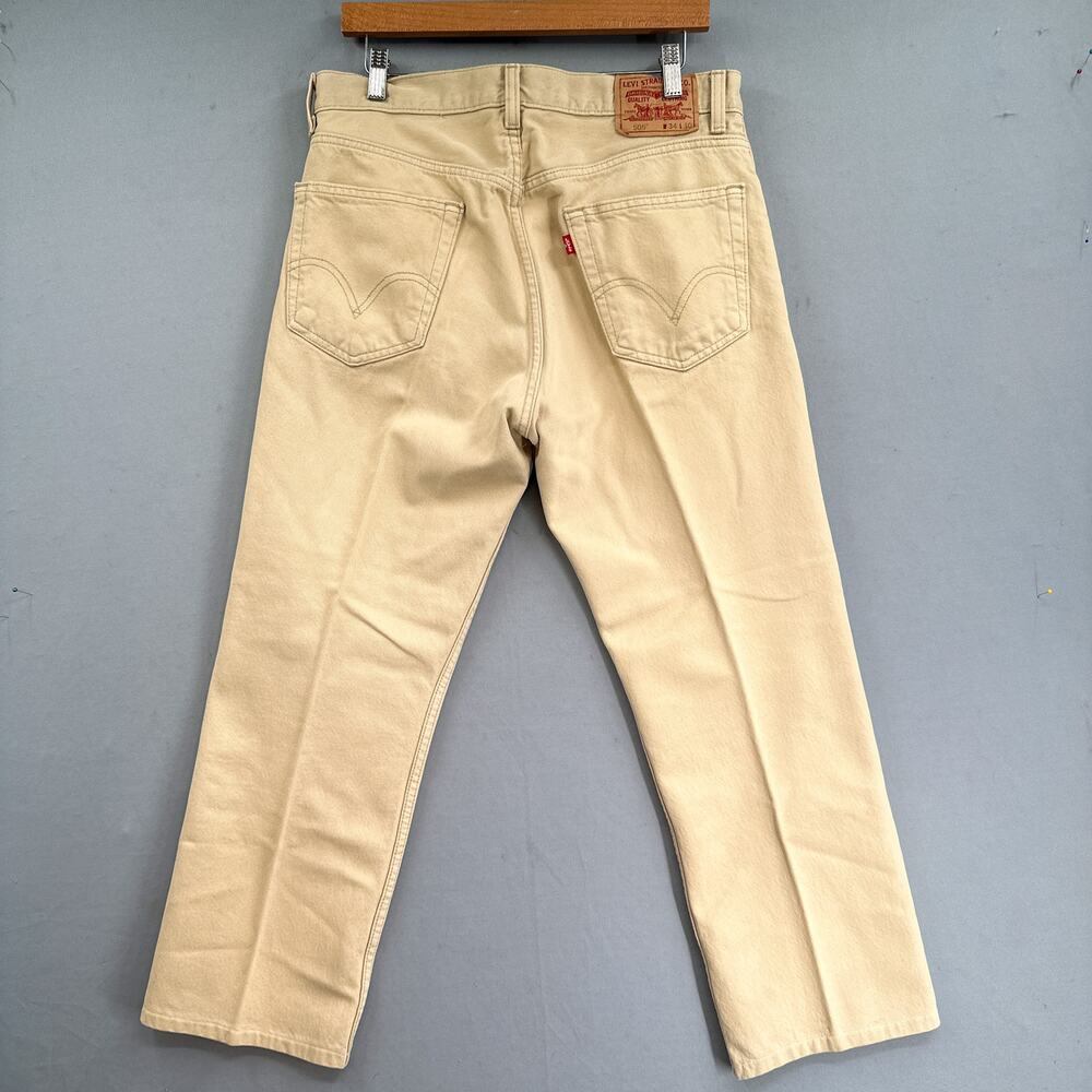 Levi's 505 Jeans Mens 34x26 Regular Fit Straight Tan Brown Red Tab Retro 90s Y2K